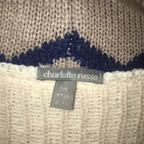 Cream and blue Aztec printed cardigan - Picture 3 of 3